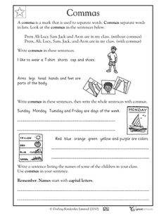 First Grade Comma Worksheet Image