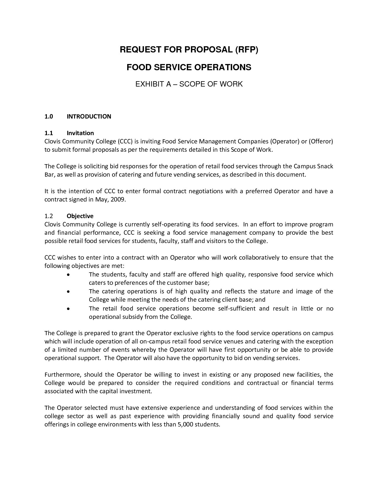 Food Service Proposal Sample Image
