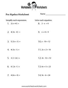 Free Pre-Algebra Worksheets Image
