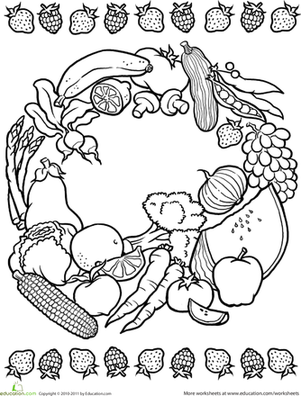 Fruits and Vegetables Coloring Worksheets Image