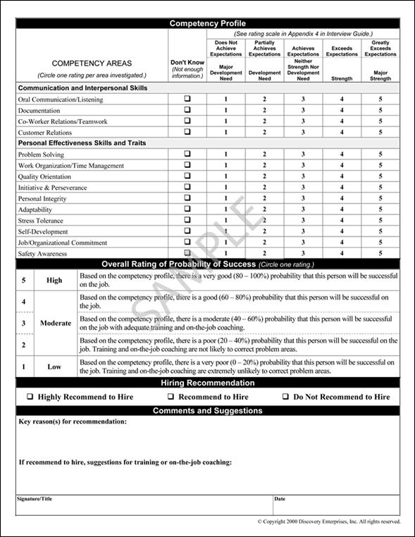 Job Interview Evaluation Form Sample Image
