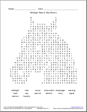 Paul Revere Word Search Image