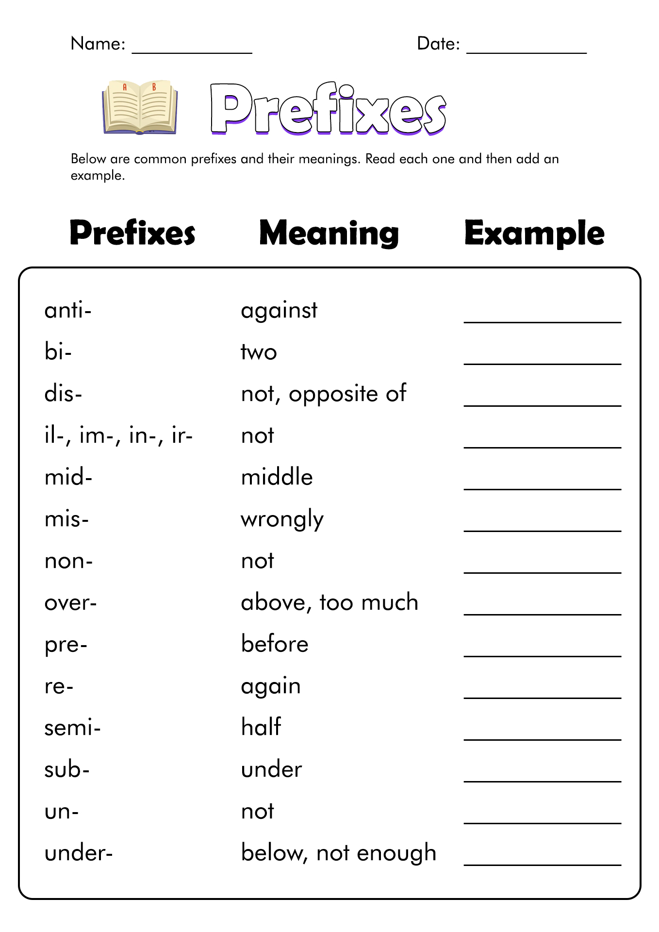 Free Printable Prefix Suffix Worksheets 2nd Grade