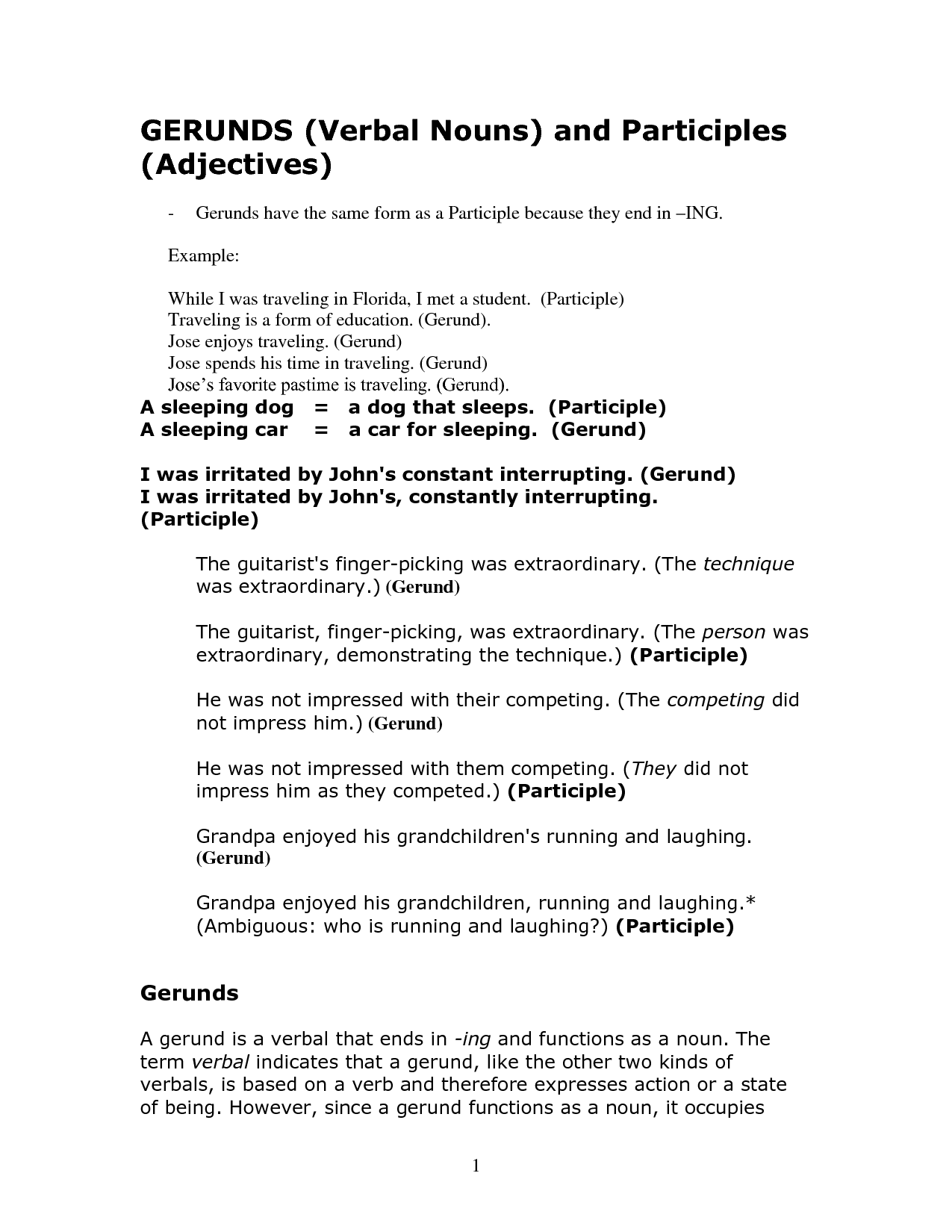 Participle Phrase For 10 Grade Worksheet