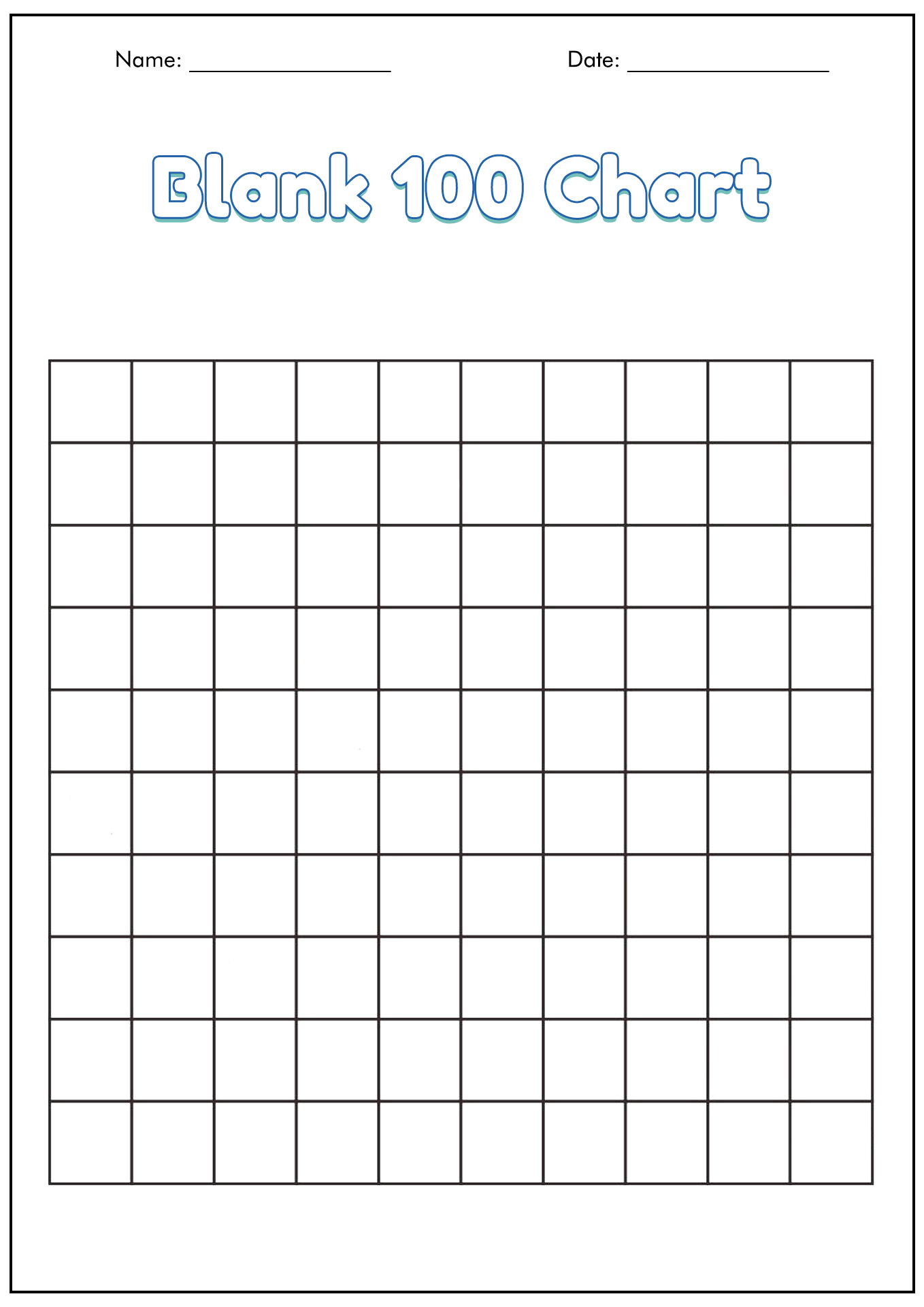 Printable Blank 100 Hundreds Chart