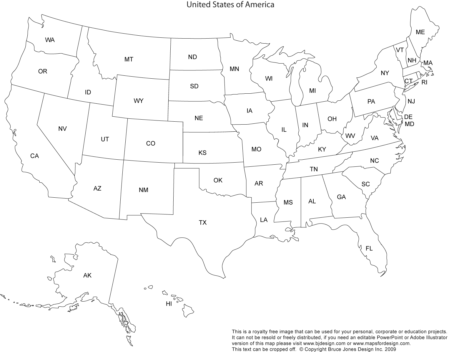 Printable Blank Us Map with States Image