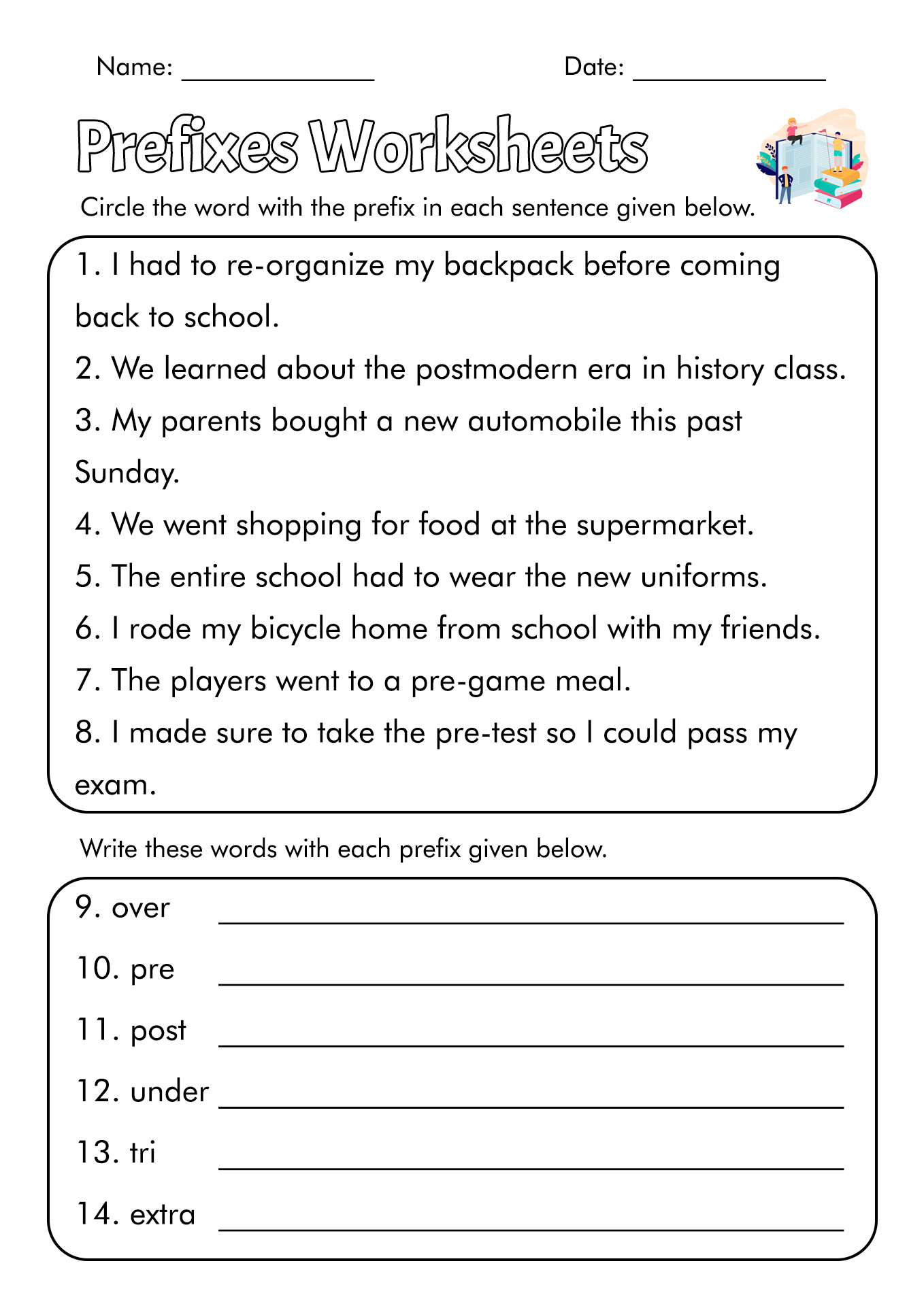 Printable Prefix Worksheets 4th Grade