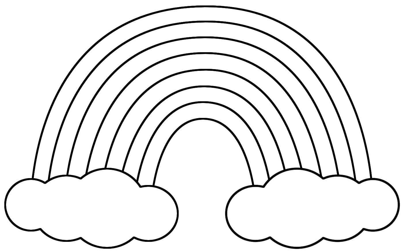 Rainbow with Clouds Coloring Page Image