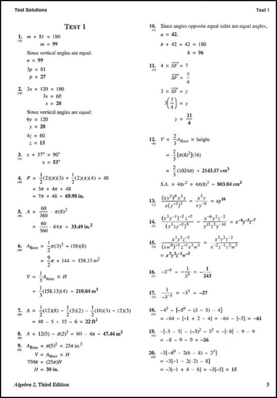 Saxon Math Algebra 1 Test Answers Image