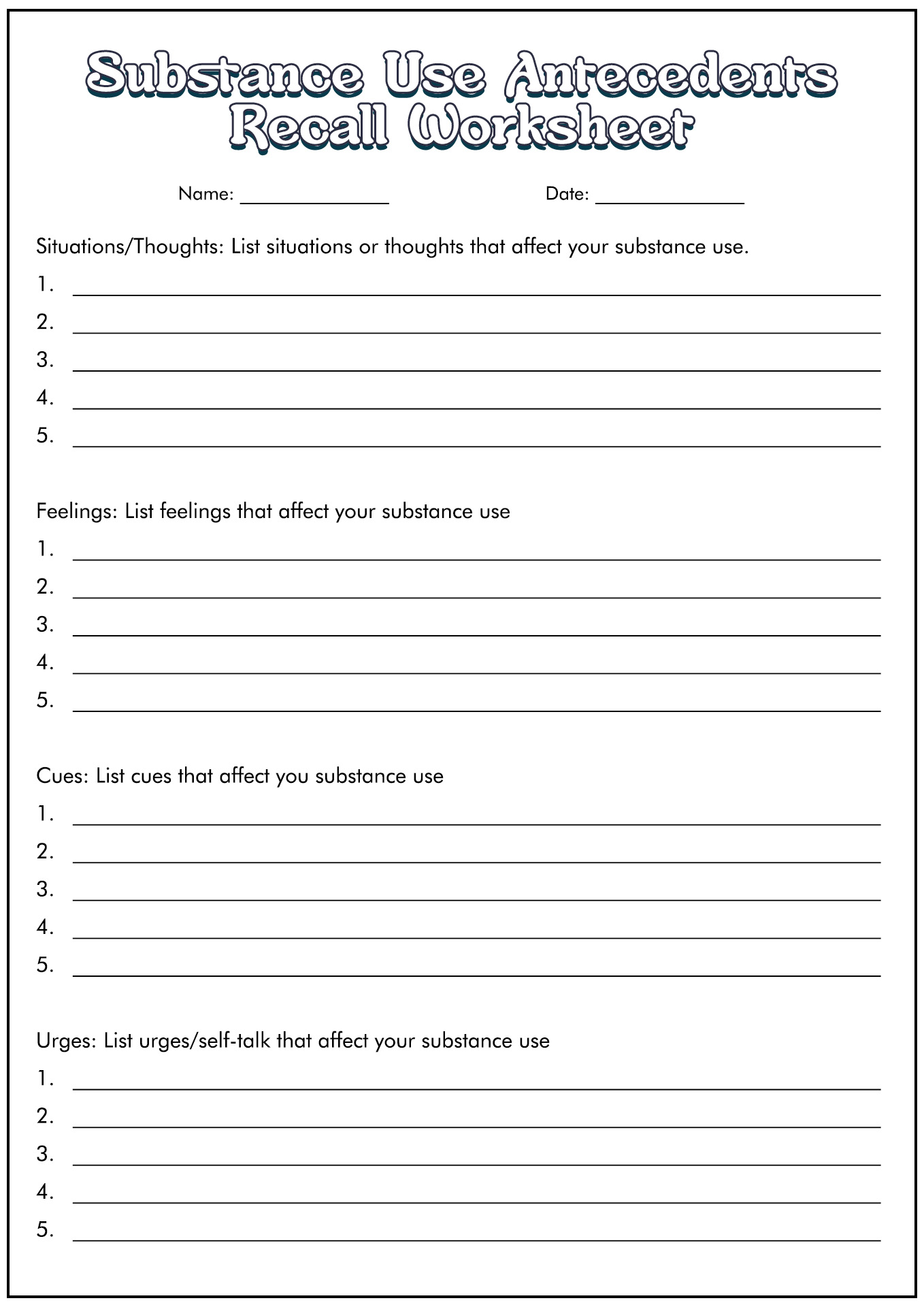 Substance Abuse Group Therapy Worksheets Image