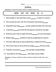 Suffix Worksheets First Grade Image