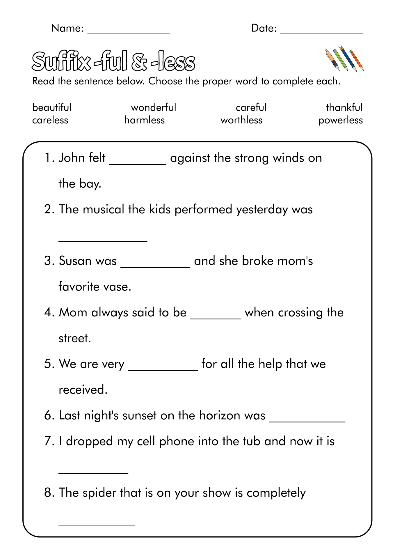 Suffix Worksheets