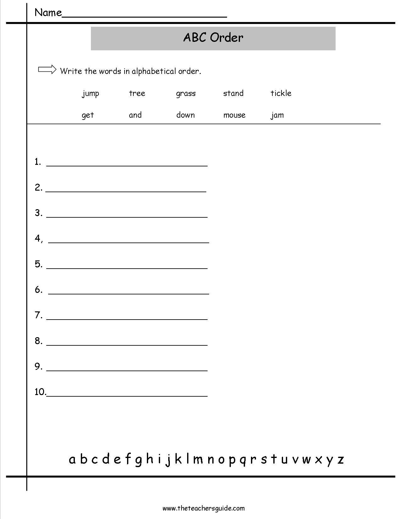 Third Grade ABC Order Worksheets 2nd Letter Image