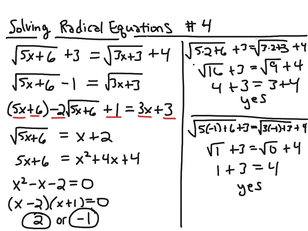 Algebra Radical Equations Image