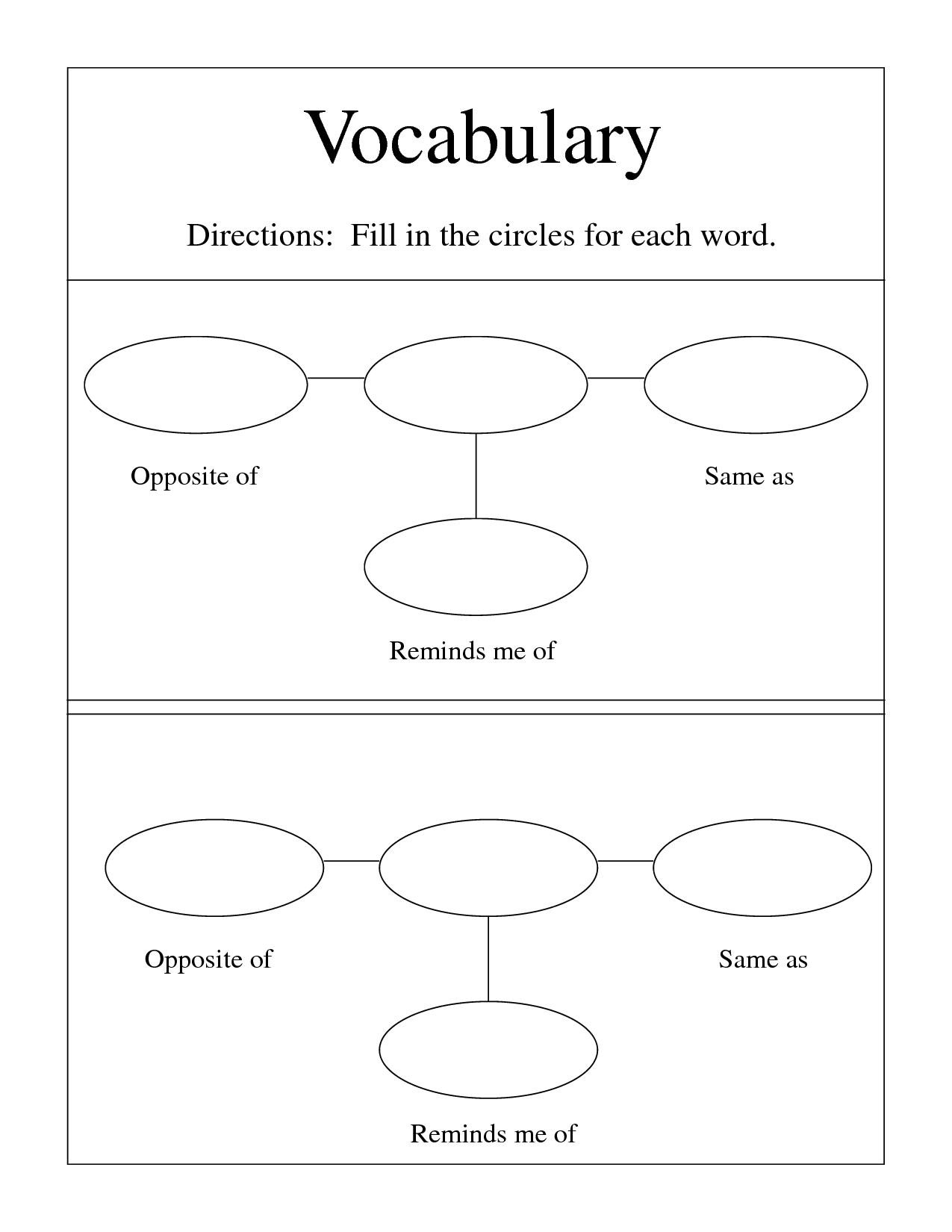 Blank Vocabulary Diagram Image