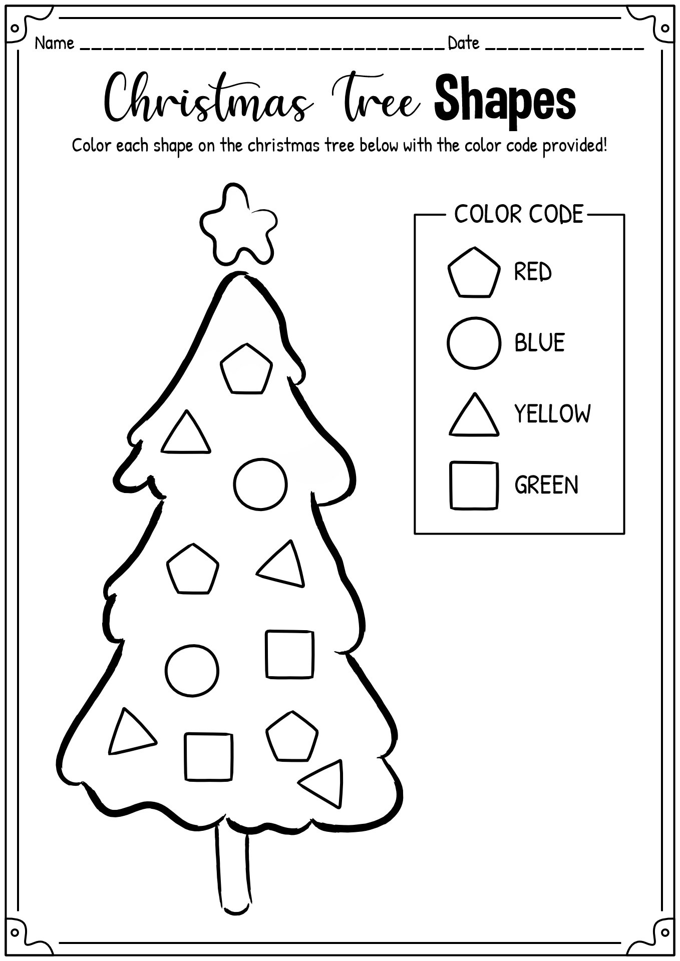 Christmas Tree Shapes Worksheet Image