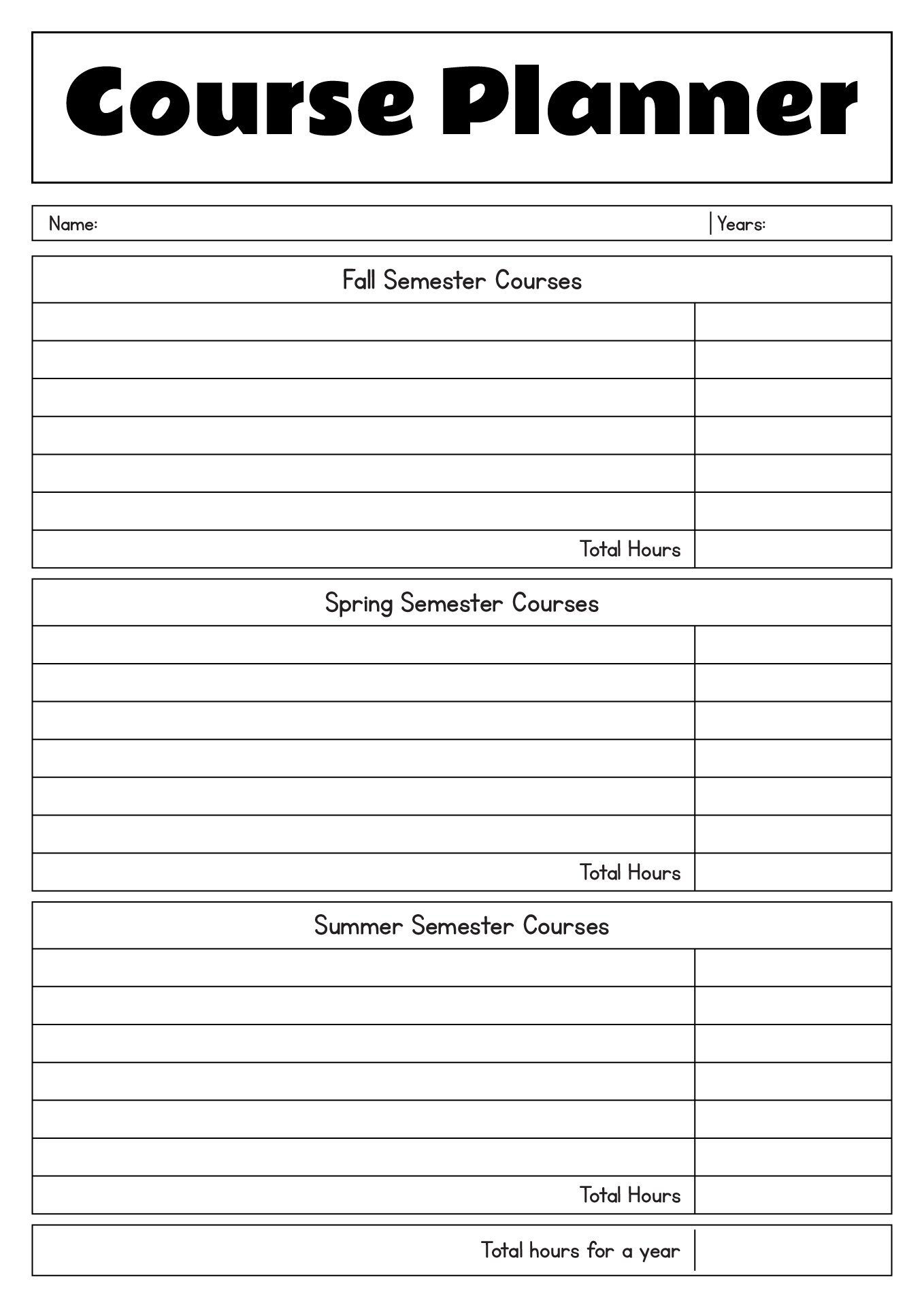 Course Plan Template
