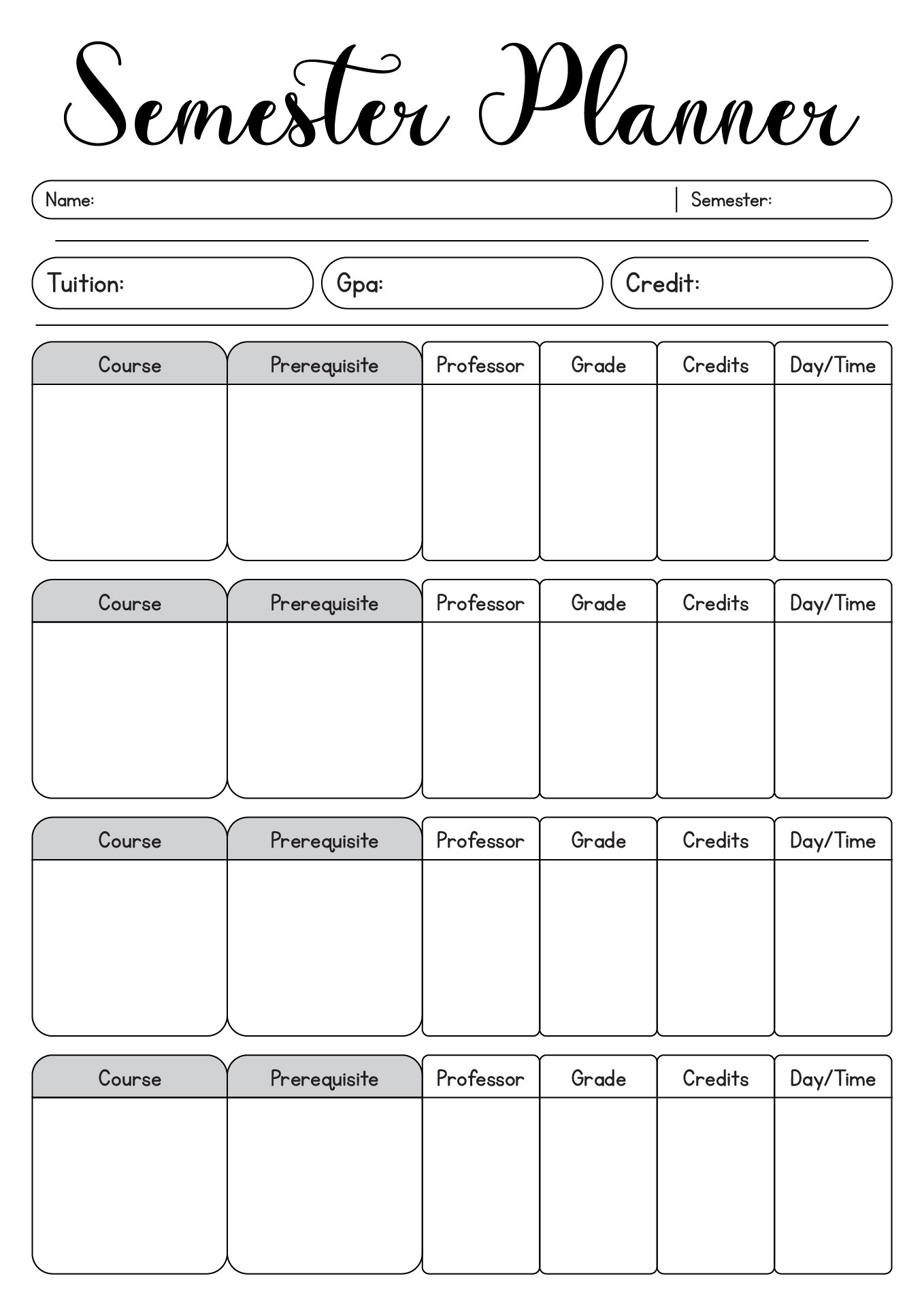 13 Four Year Course Planning Worksheet Worksheeto