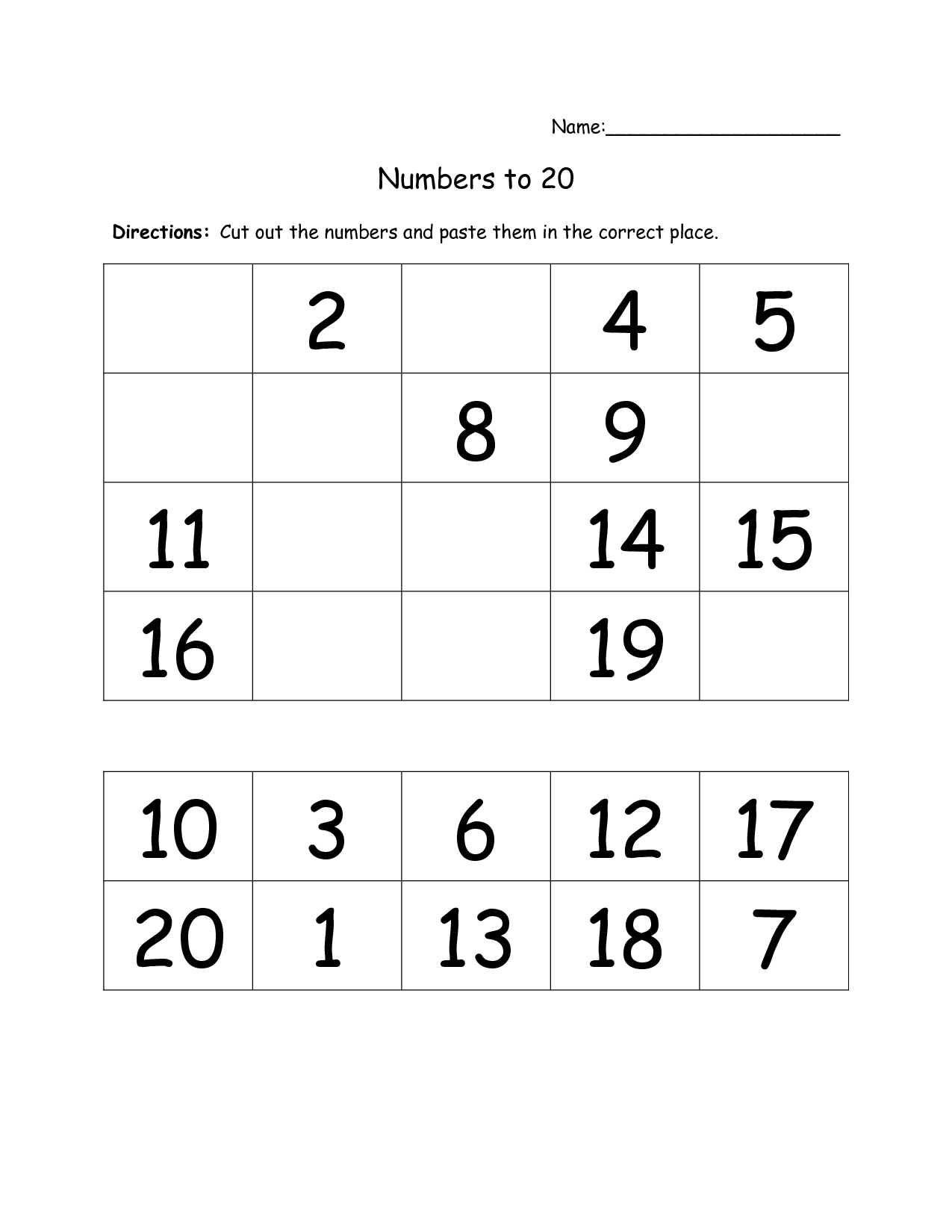 19 Cut And Paste Numbers 1 20 Worksheet Worksheeto