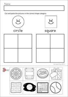 Cut and Paste Shape Sorting Worksheets Image