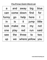 Dolch Sight Word Lists Image