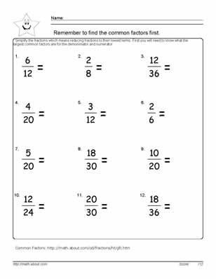 Equivalent Fractions Worksheets 6th Grade Math Image