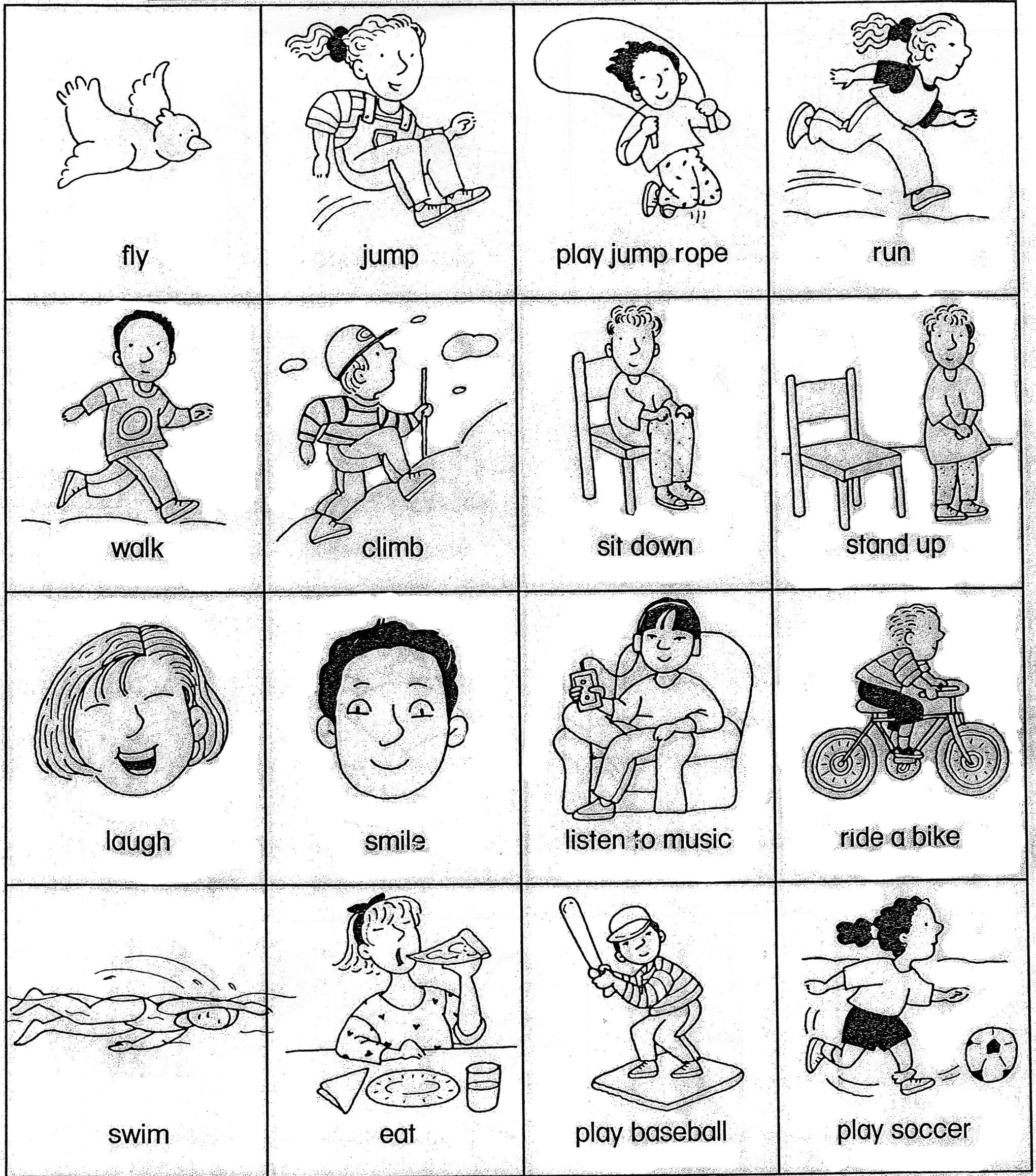 ESL Action Verbs Worksheet for Kids Image