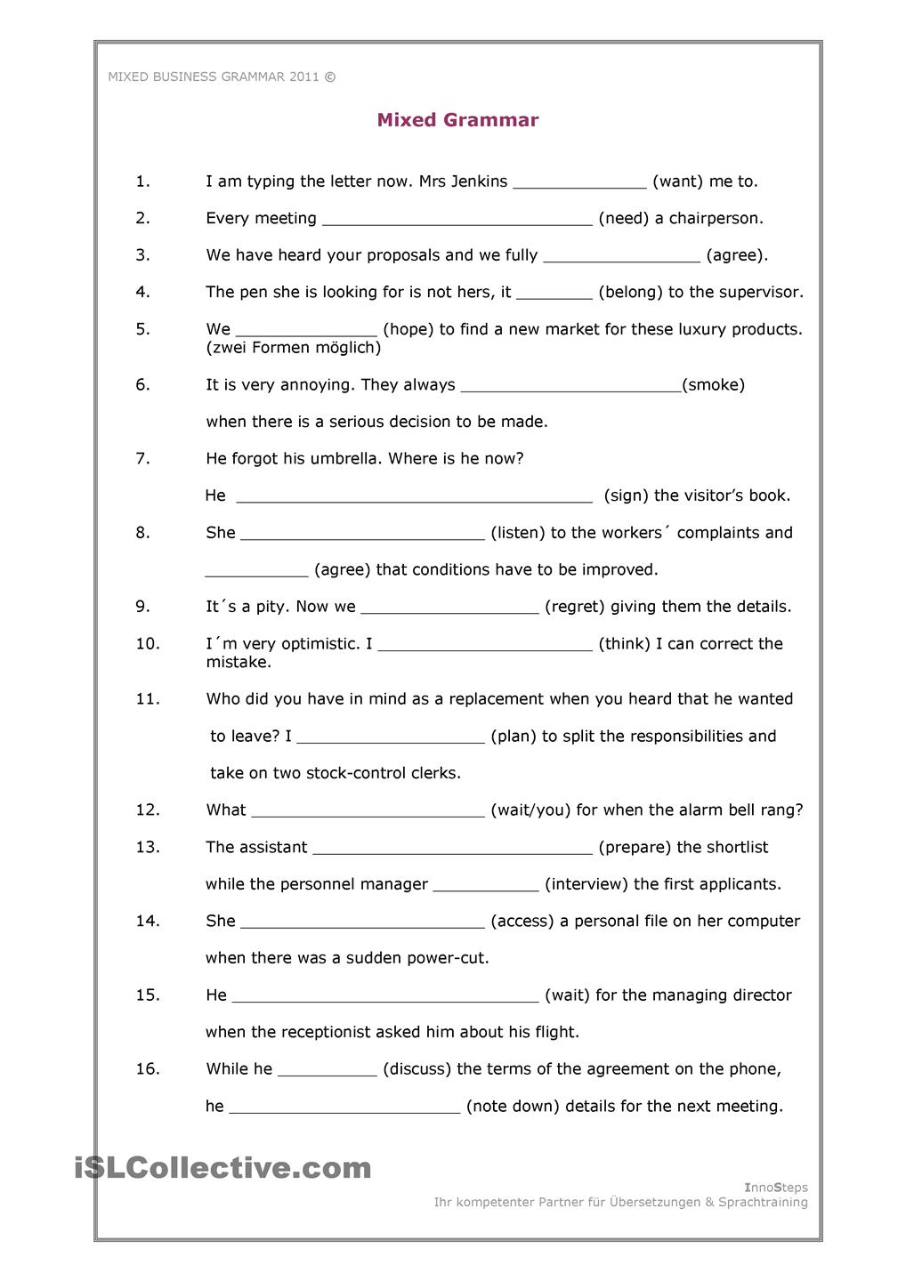 Free Printable Grammar Worksheets Image