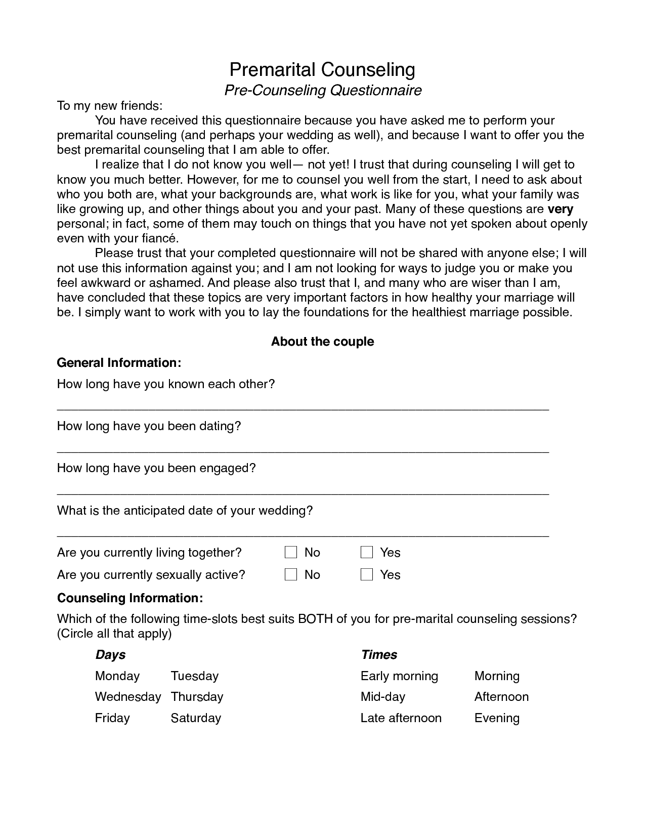 Free Printable Marriage Counseling Worksheets Image