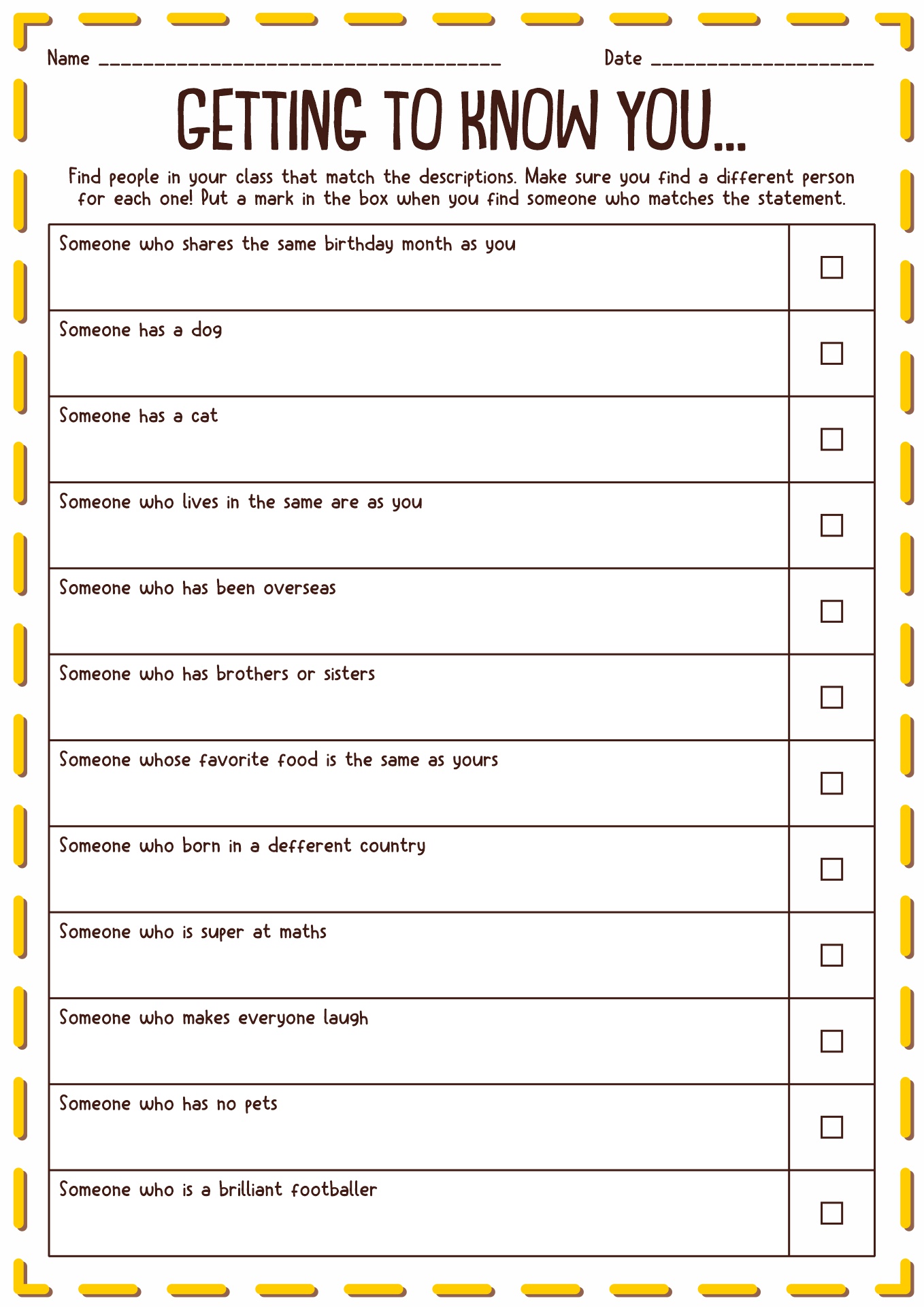 13 Best Images of Find Someone Who Worksheets Math Activity - Find ...