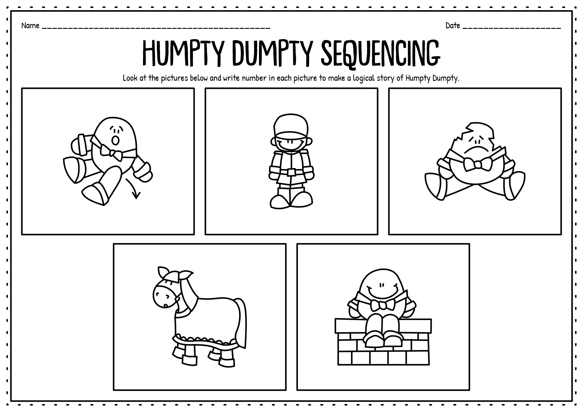 Humpty Dumpty Sequencing Printable