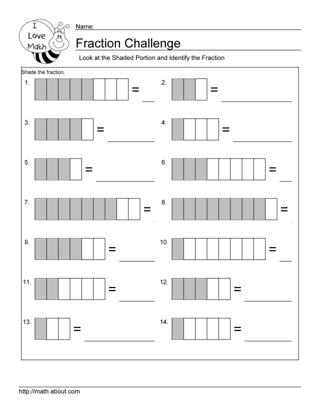 Identify Fractions Worksheet Image