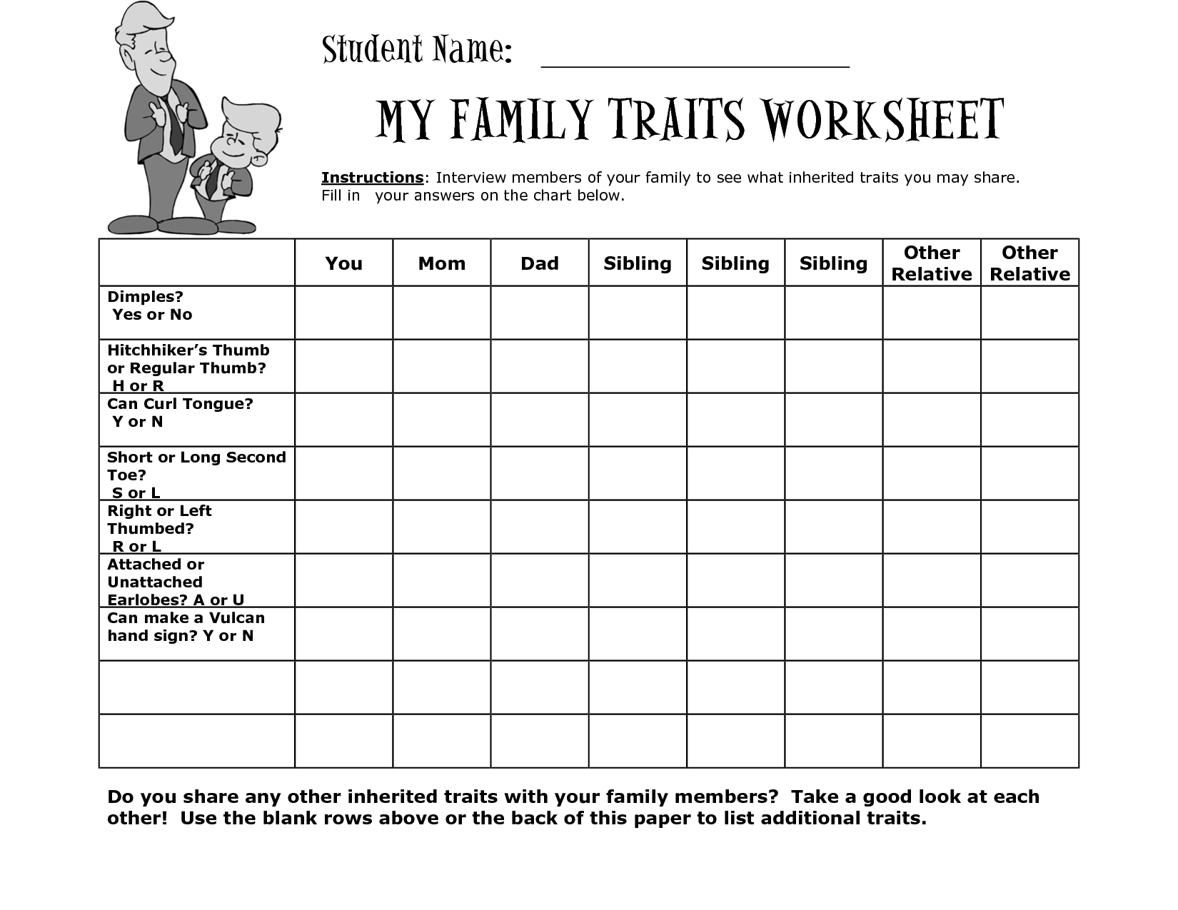 Family History Activity Worksheet