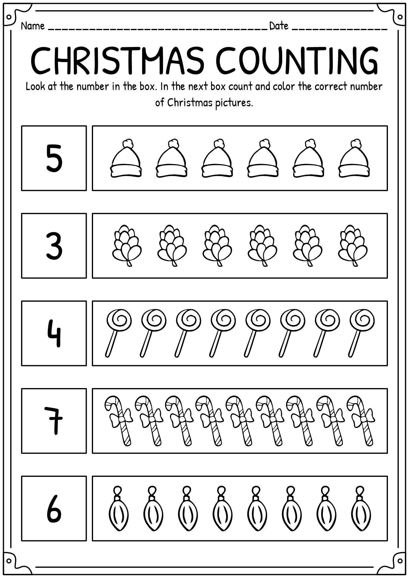 Kindergarten Christmas Worksheets Printables