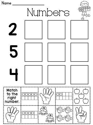 Kindergarten Cut and Paste Numbers Worksheets Image