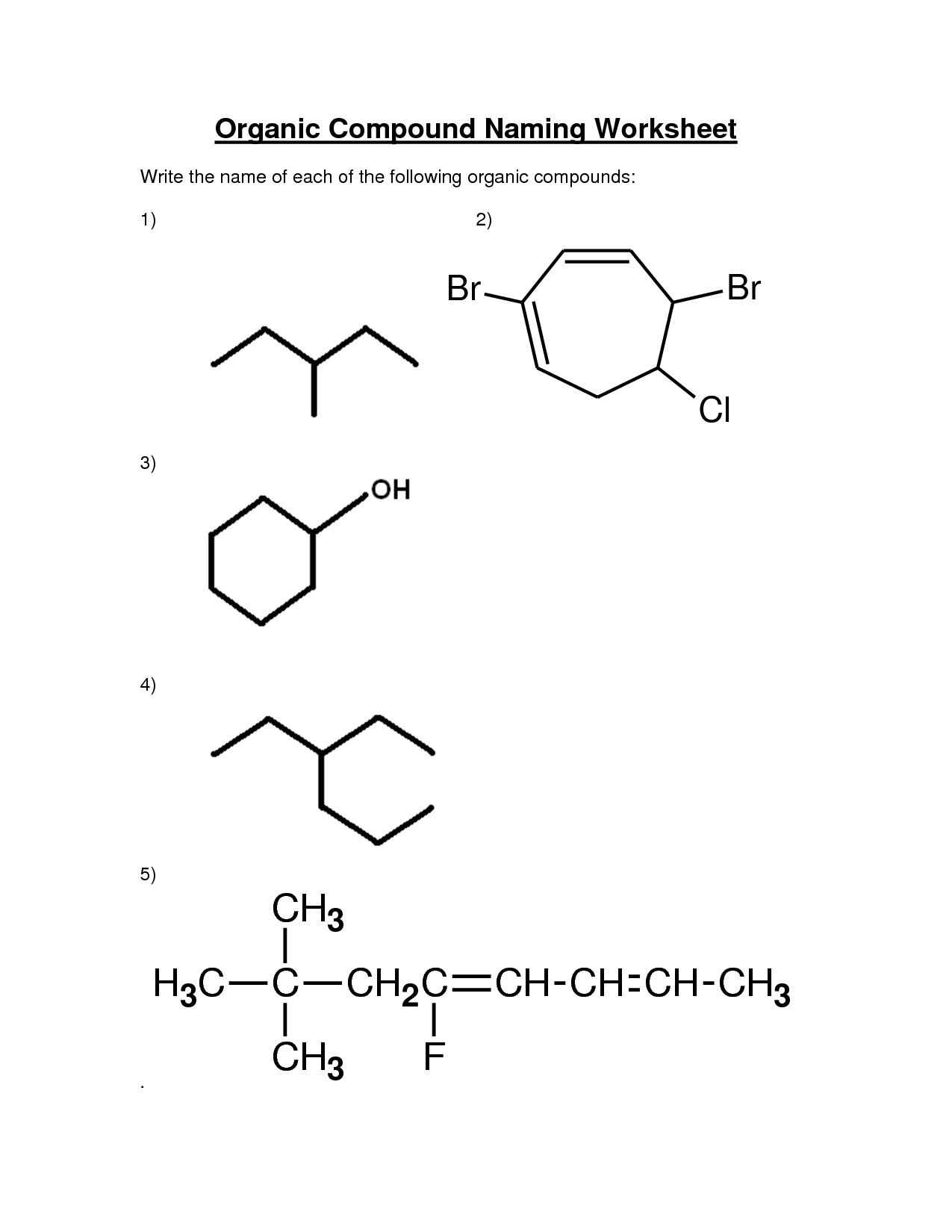 Naming Organic Compounds Worksheet Image