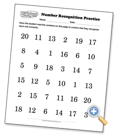 Number Recognition Assessment Worksheet Image