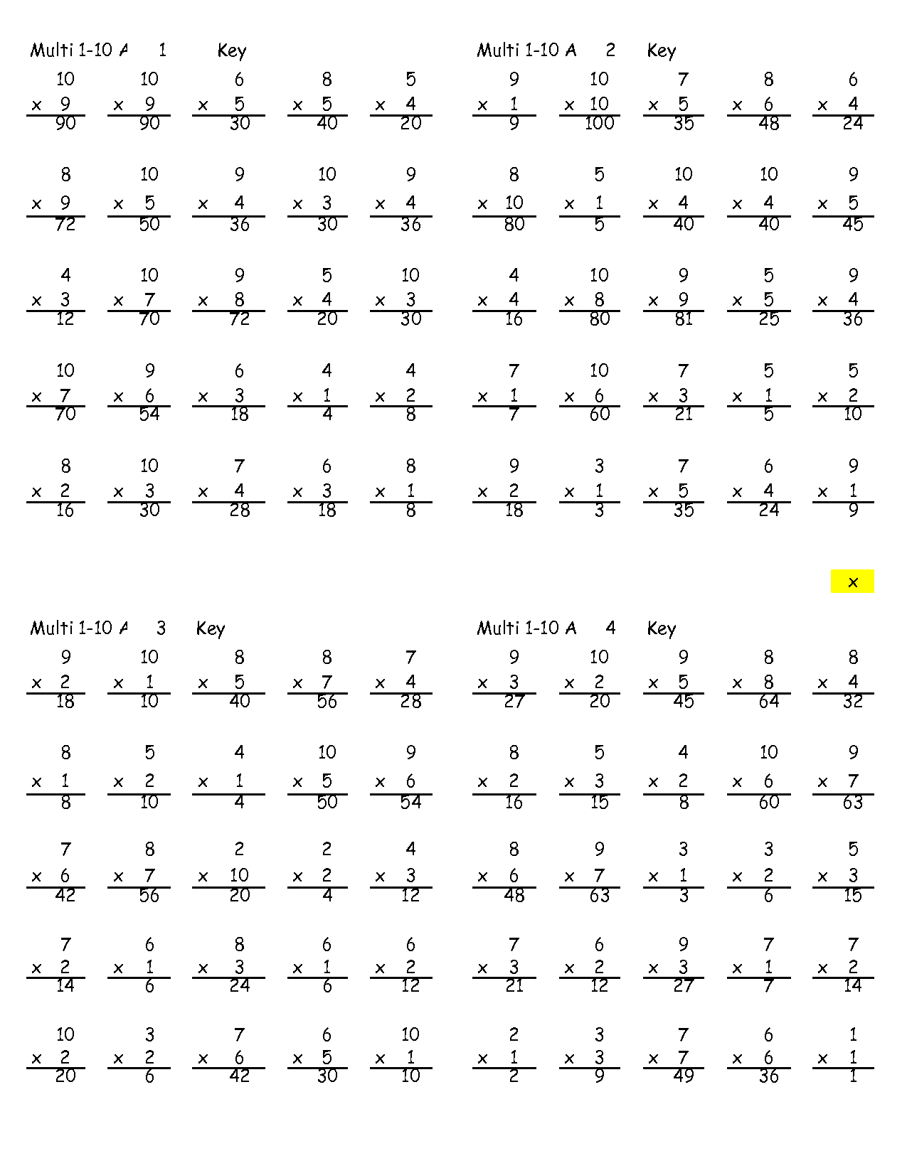 Printable Multiplication Worksheets Grade 4 Image