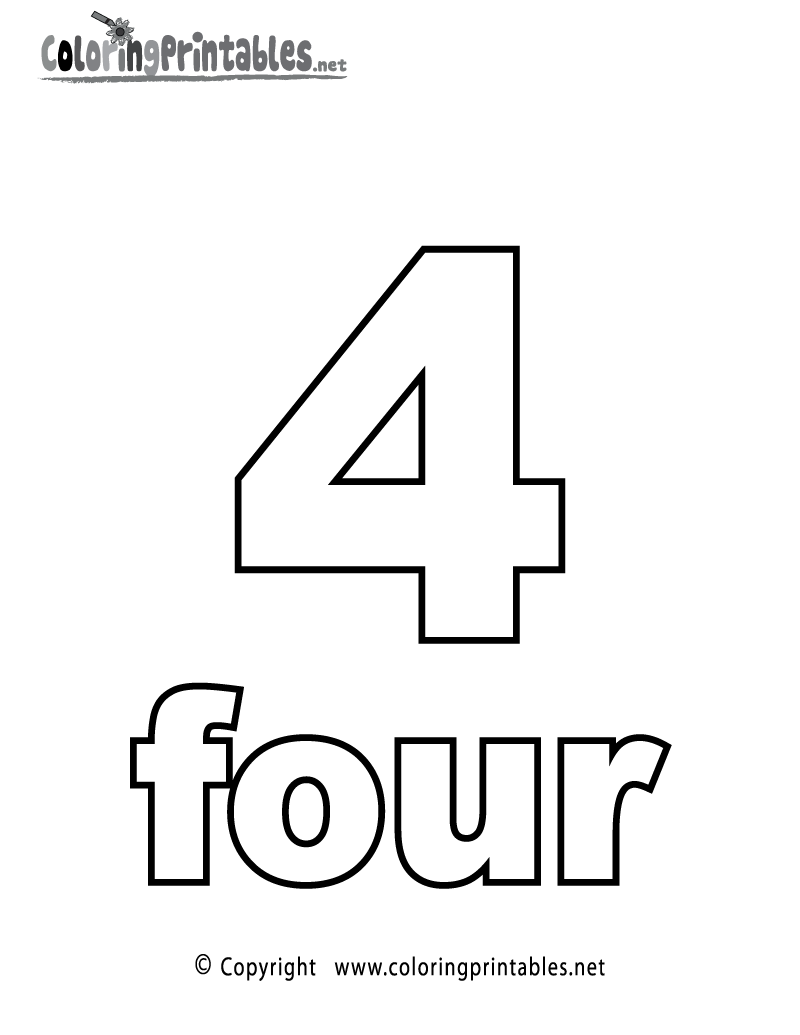 Printable Number 4 Coloring Pages Image