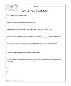 Printable Worksheets On Trust Image