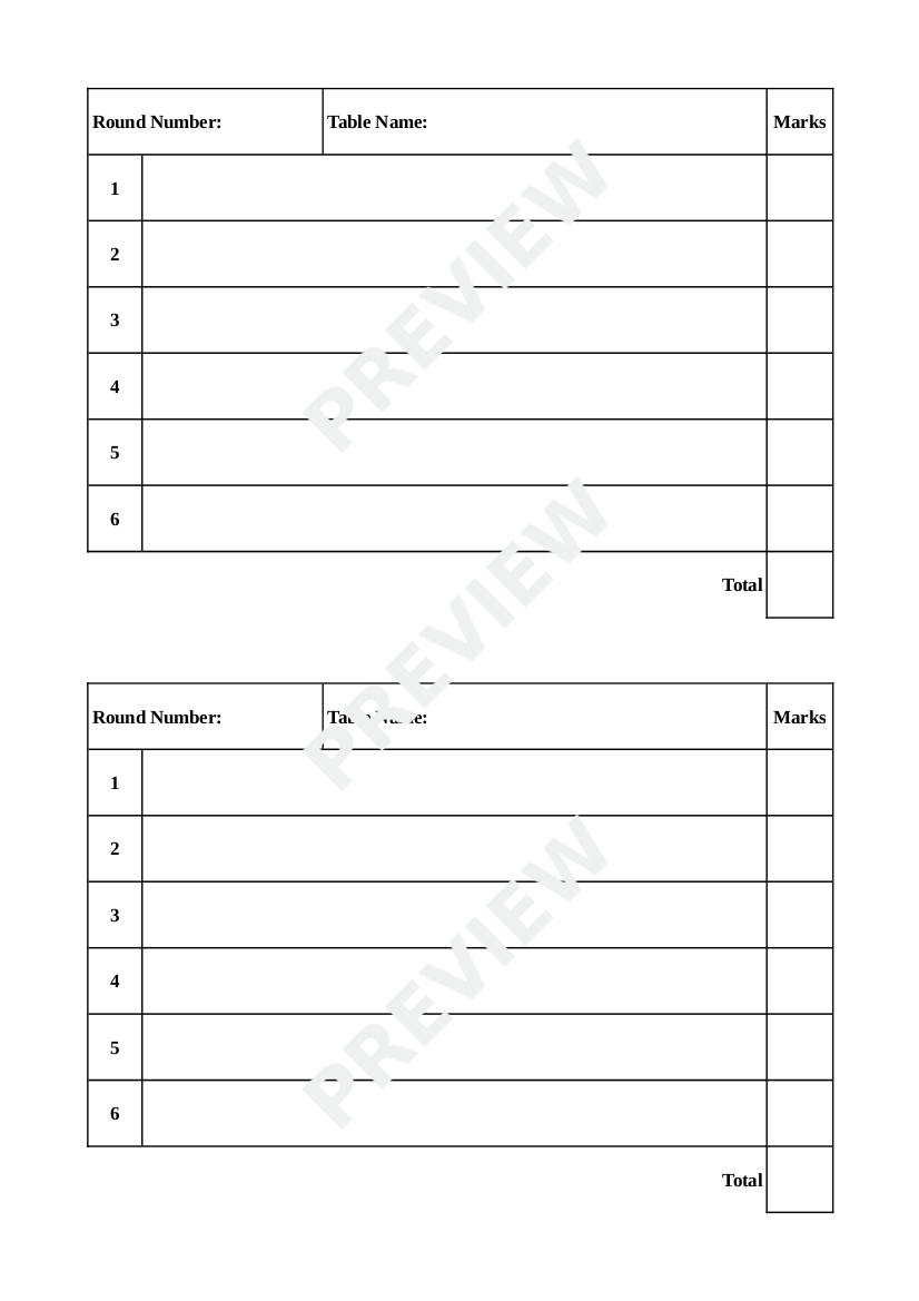 Quiz Answer Sheet Template Image