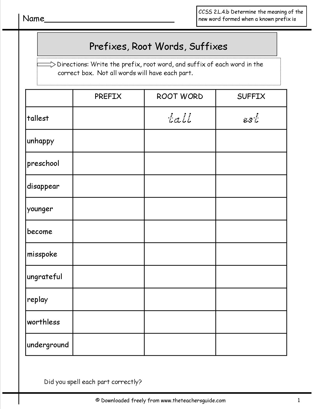 Free Printable Suffix Worksheets For 4th Grade