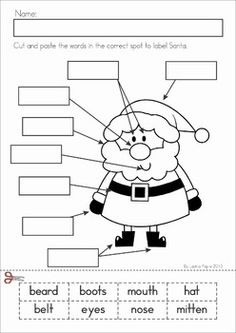 Santa Cut and Paste Worksheet Image
