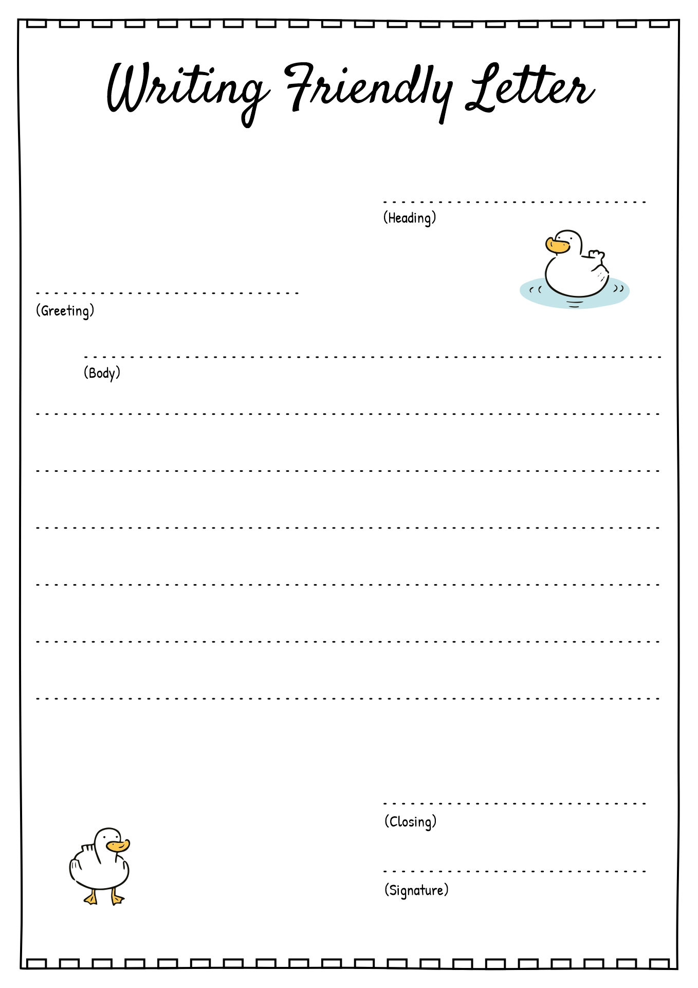 Printable Friendly Letter Template For Elementary Students Infoupdate