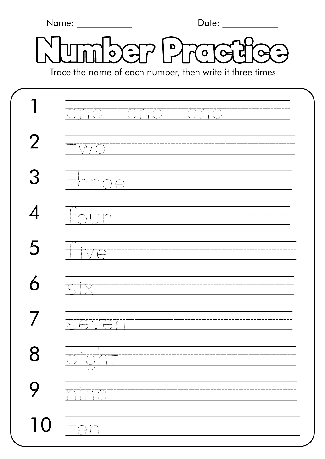 Writing Number Words Worksheets First Grade
