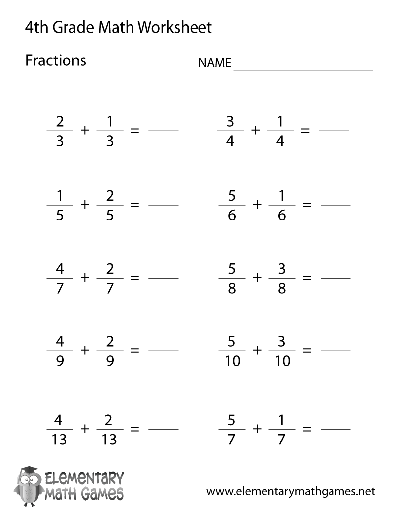 4th Grade Fraction Practice Worksheets Image
