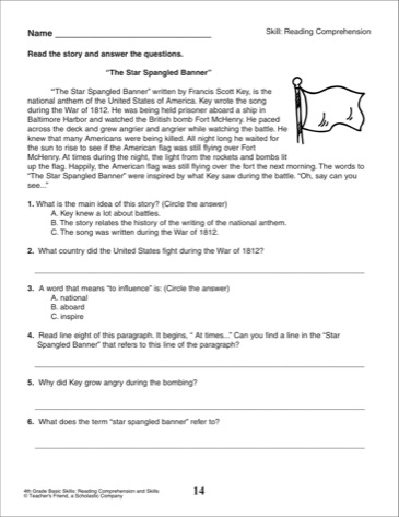4th Grade Reading Comprehension Questions Image
