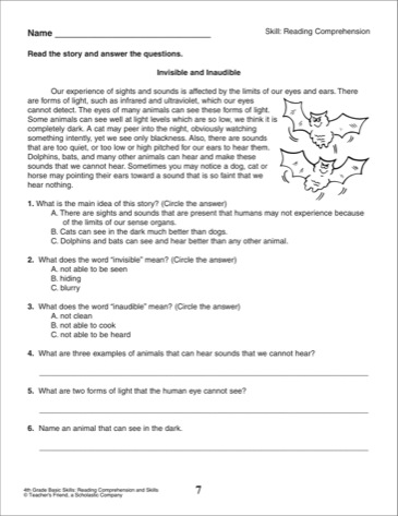 4th Grade Reading Passages with Comprehension Questions Image