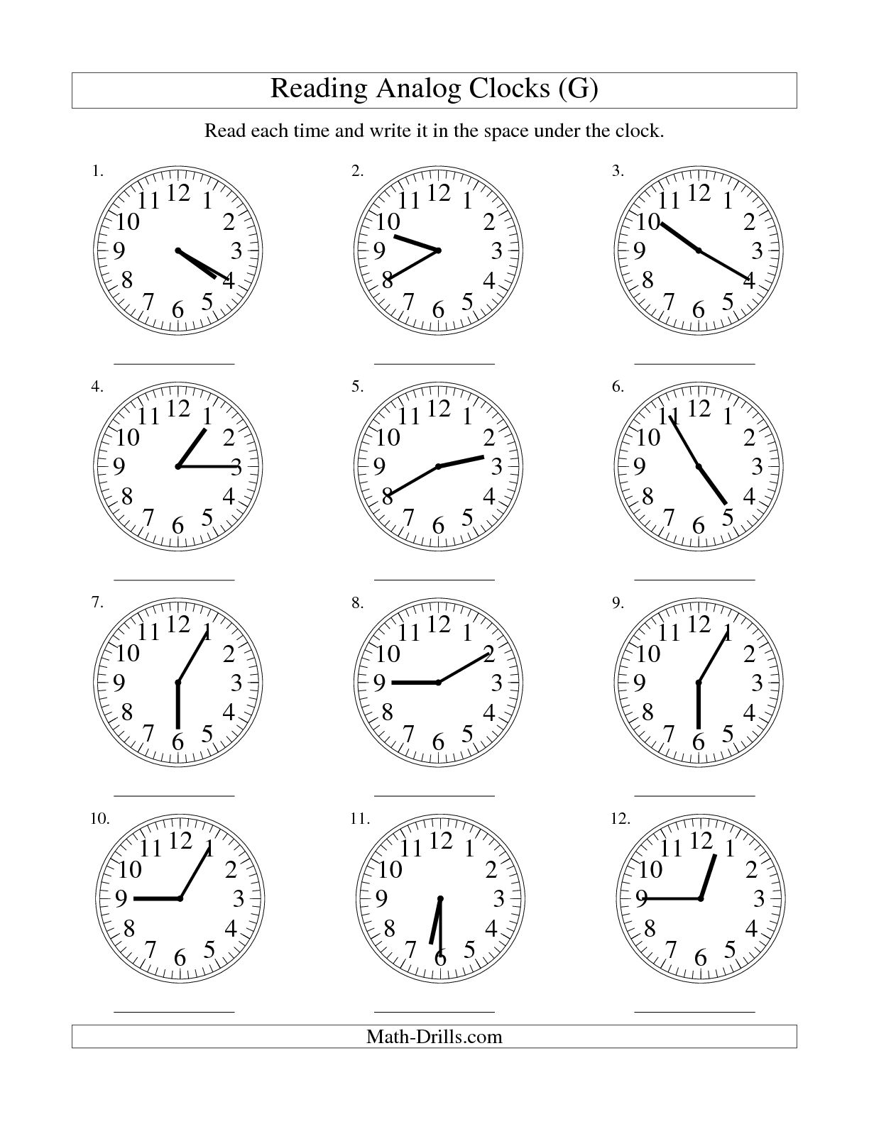 5 Minute Intervals Analog Clock Worksheet With Image