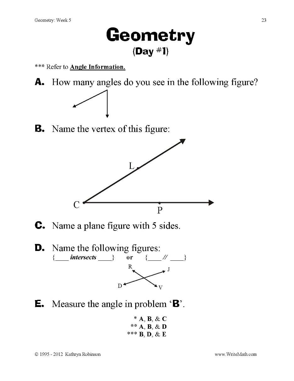 5th Grade Math Worksheets Geometry Image